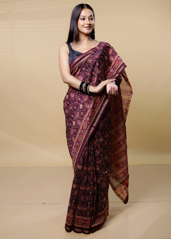 Cream Chanderi Cotton Saree With Blouse Piece