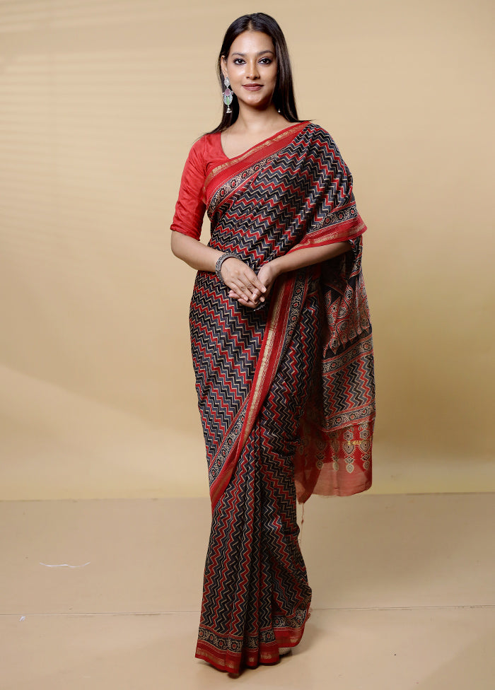 Blue Chanderi Cotton Saree With Blouse Piece