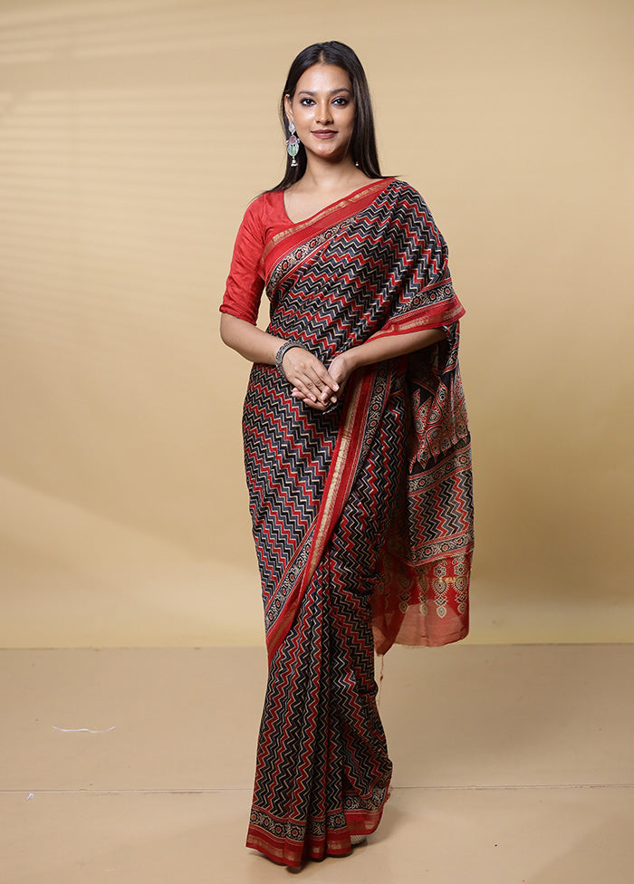 Blue Chanderi Cotton Saree With Blouse Piece