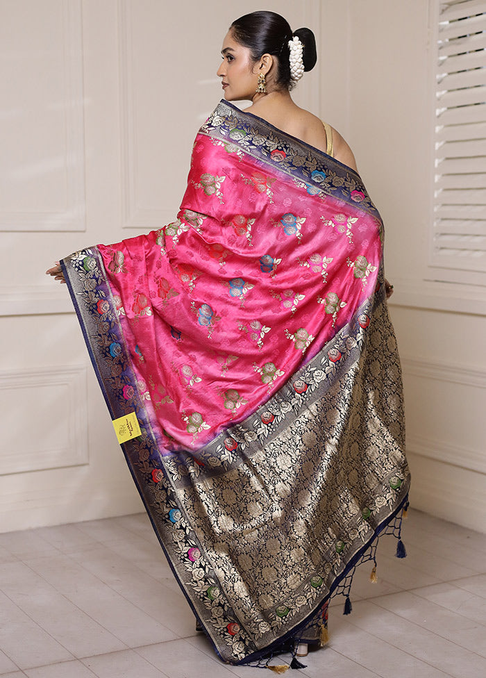 Pink Dupion Silk Saree With Blouse Piece