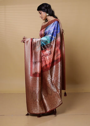 Rust Dupion Silk Saree With Blouse Piece