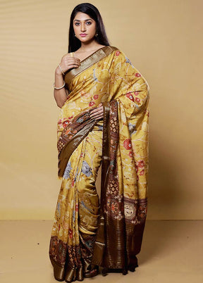 Brown Dupion Silk Saree With Blouse Piece