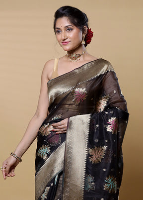 Black Organza Saree With Blouse Piece