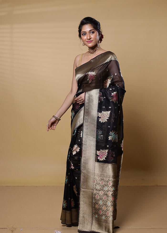 Black Organza Saree With Blouse Piece