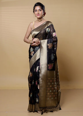 Black Organza Saree With Blouse Piece