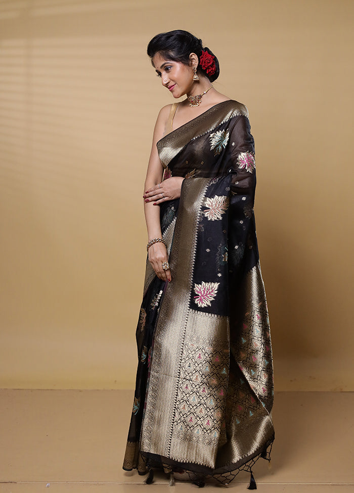 Black Organza Saree With Blouse Piece