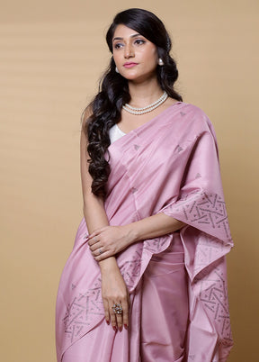 Pink Dupion Silk Saree With Blouse Piece