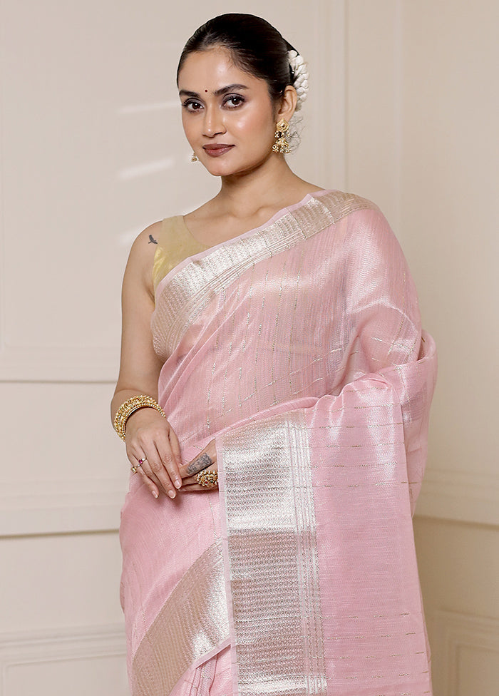 Pink Tissue Silk Saree With Blouse Piece