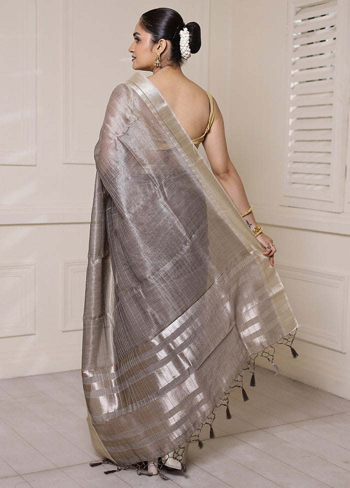 Black Tissue Silk Saree With Blouse Piece