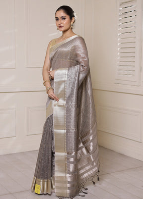 Black Tissue Silk Saree With Blouse Piece