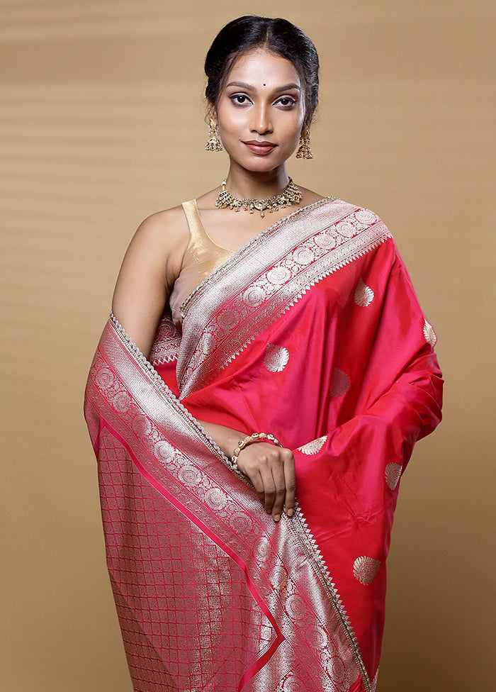 Pink Dupion Silk Saree With Blouse Piece