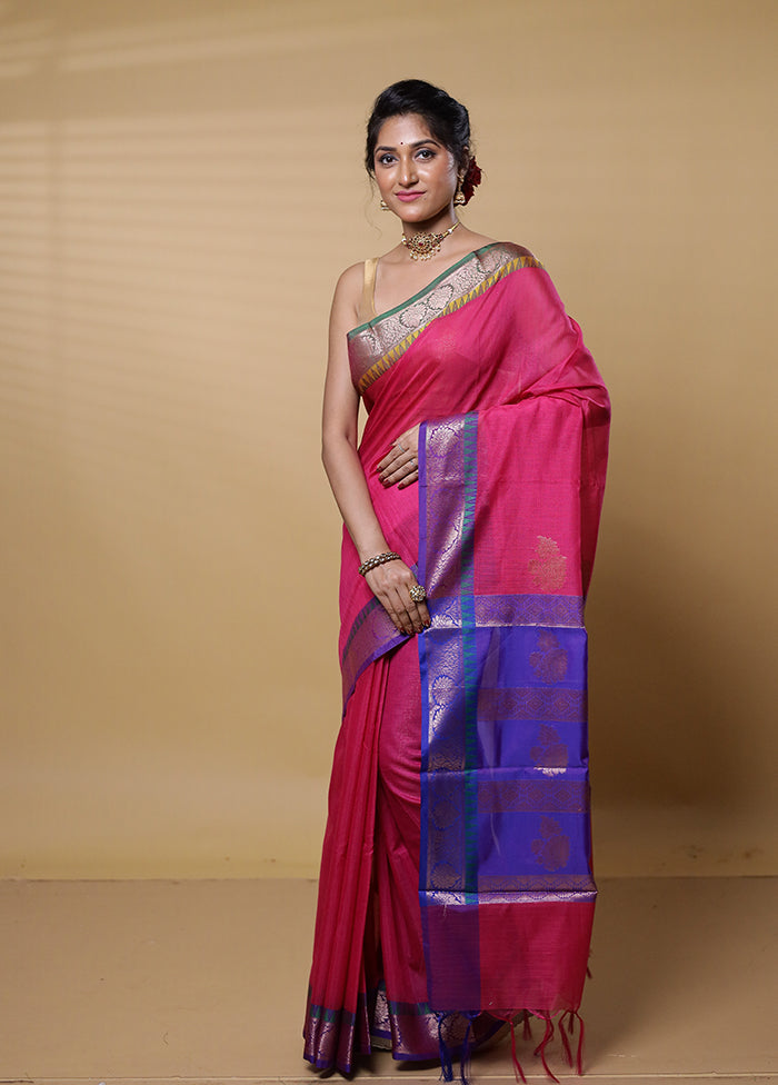 Pink Kota Cotton Saree With Blouse Piece