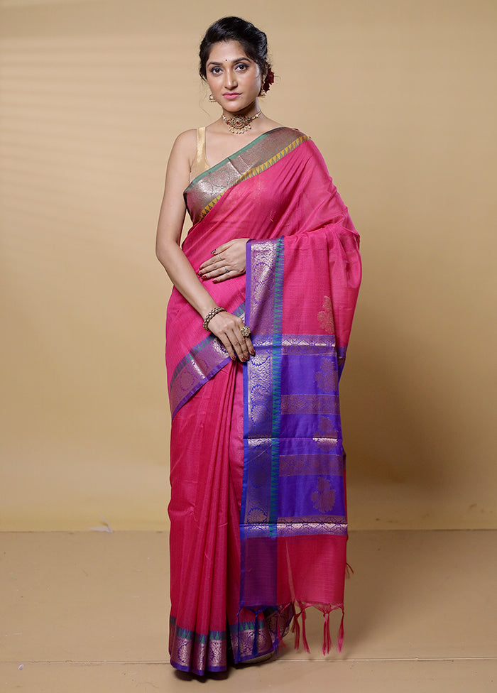 Pink Kota Cotton Saree With Blouse Piece