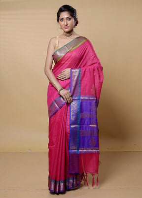 Pink Kota Cotton Saree With Blouse Piece