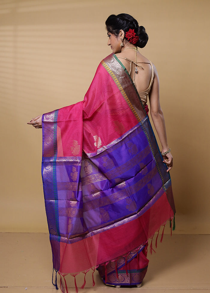 Pink Kota Cotton Saree With Blouse Piece