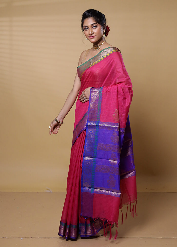 Pink Kota Cotton Saree With Blouse Piece