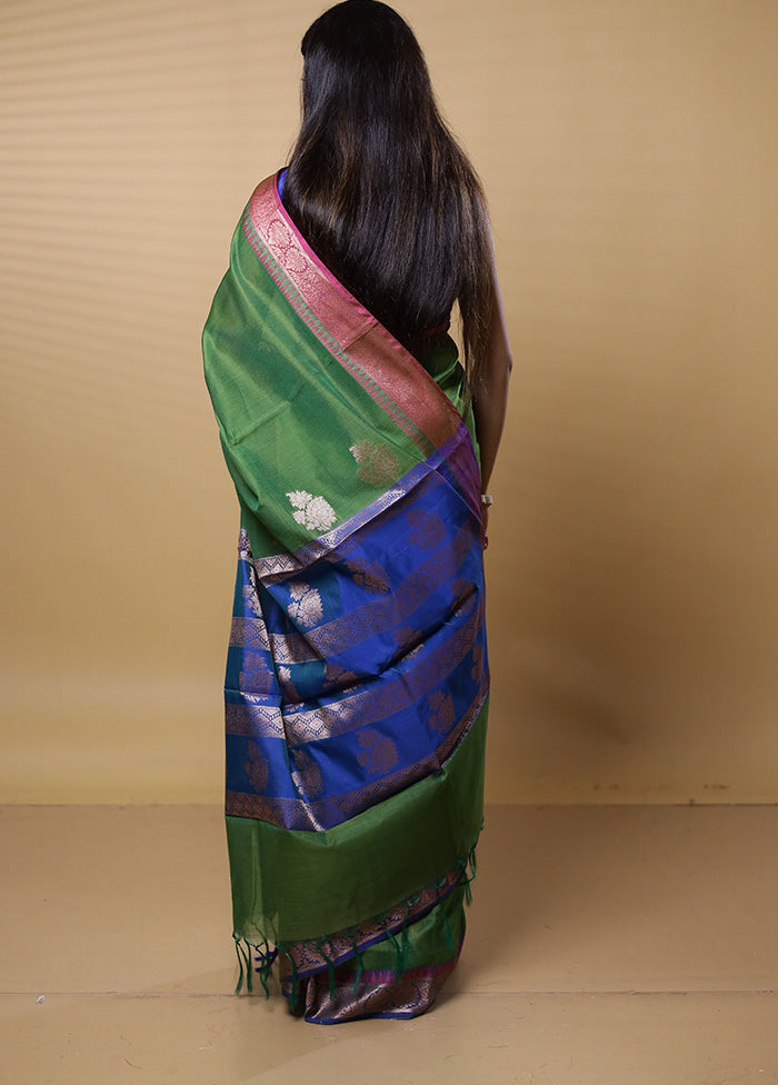 Green Kota Cotton Saree With Blouse Piece