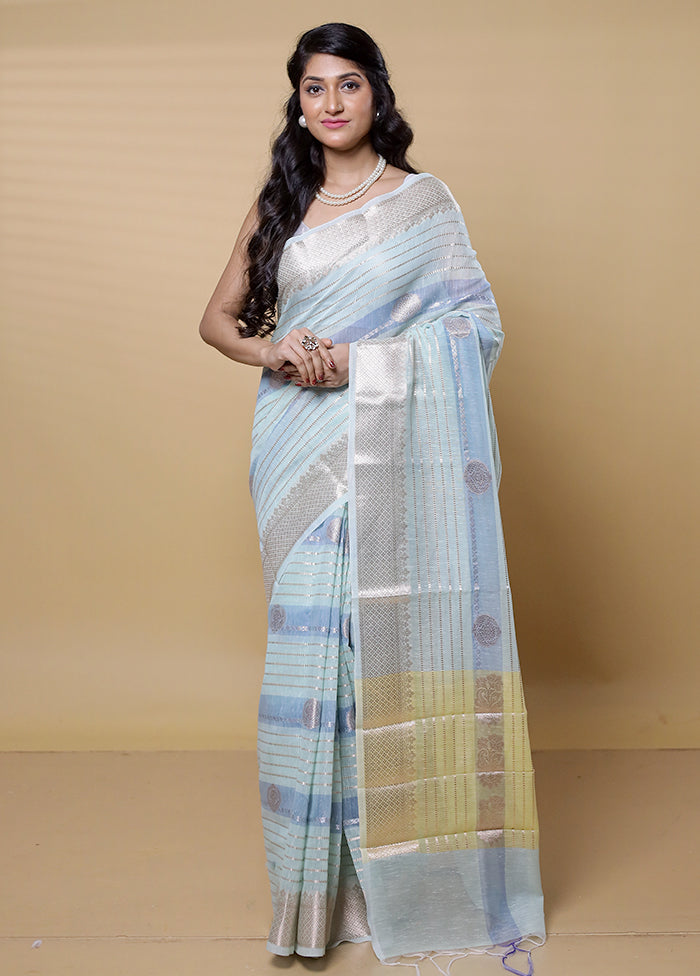 Green Kora Silk Saree With Blouse Piece