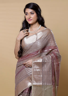 Grey Kora Silk Saree With Blouse Piece