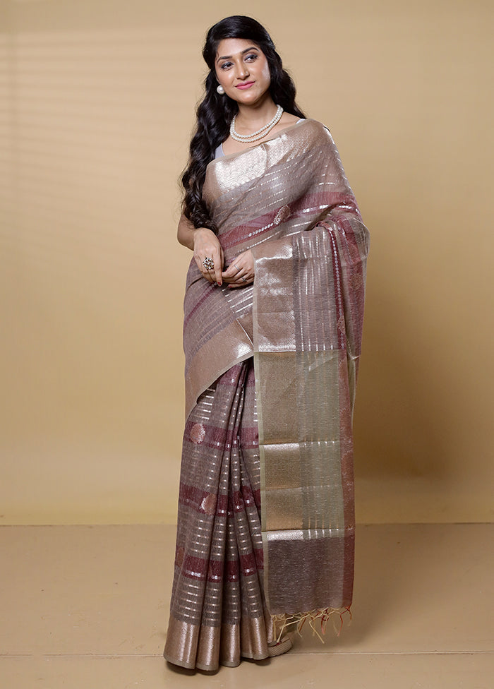 Grey Kora Silk Saree With Blouse Piece