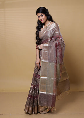 Grey Kora Silk Saree With Blouse Piece