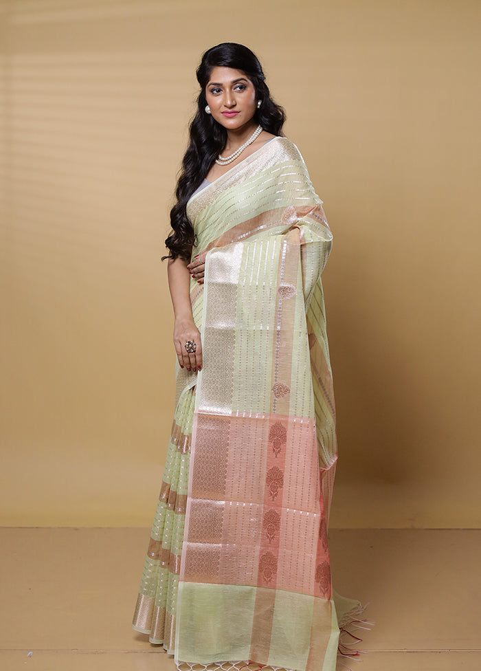 Green Kora Silk Saree With Blouse Piece