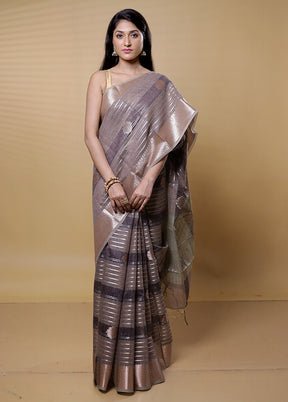 Maroon Kora Silk Saree With Blouse Piece