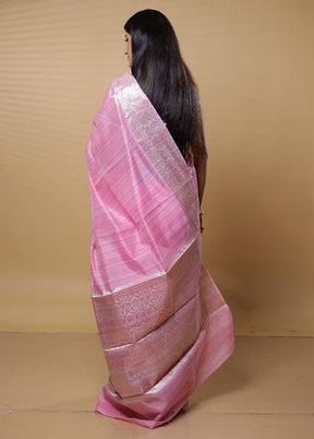 Pink Dupion Silk Saree With Blouse Piece