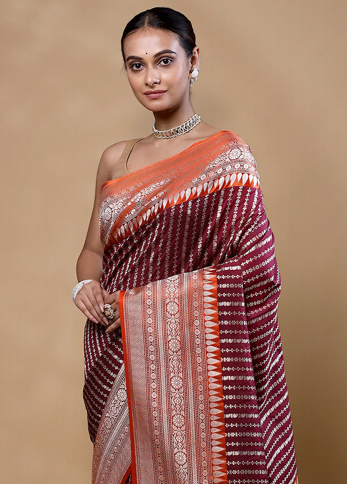 Maroon Katan Silk Saree With Blouse Piece