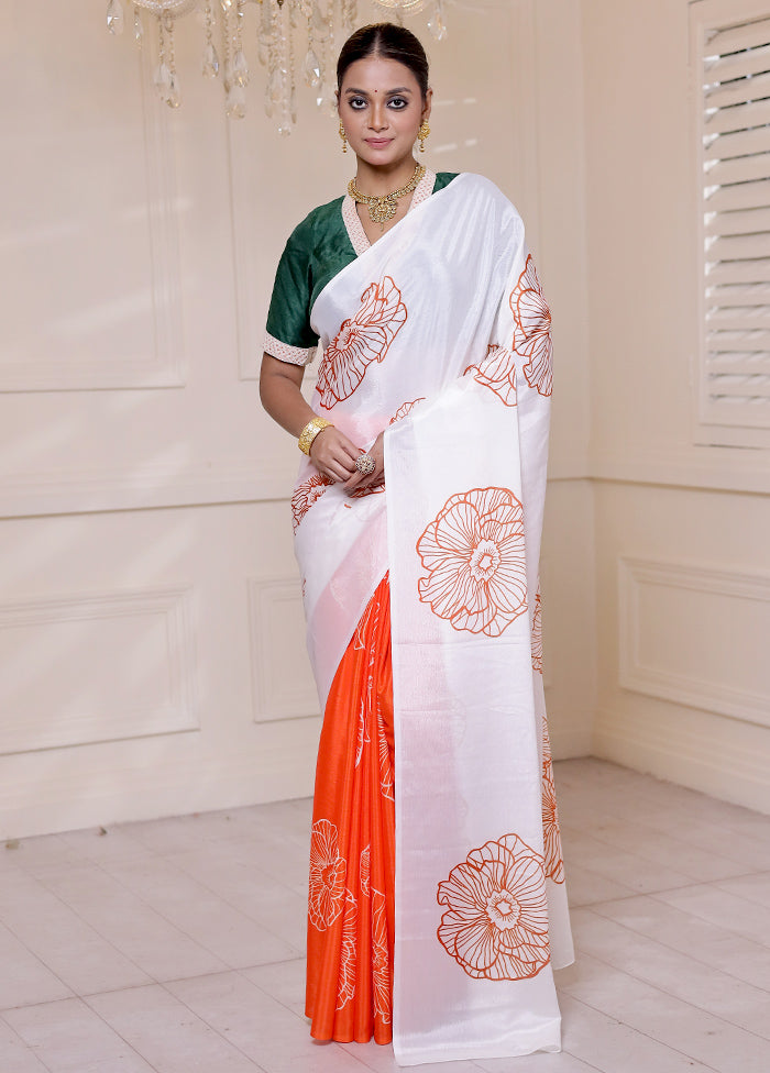 White Georgette Saree With Blouse Piece