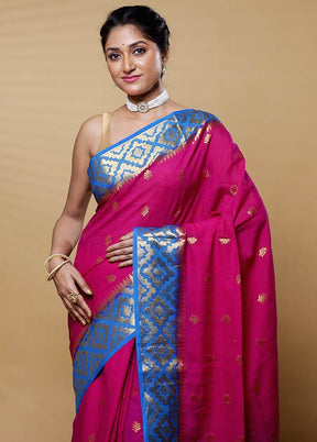 Pink Dupion Silk Saree With Blouse Piece