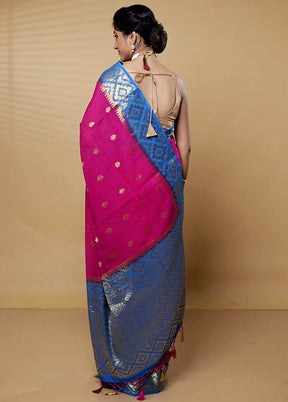 Pink Dupion Silk Saree With Blouse Piece