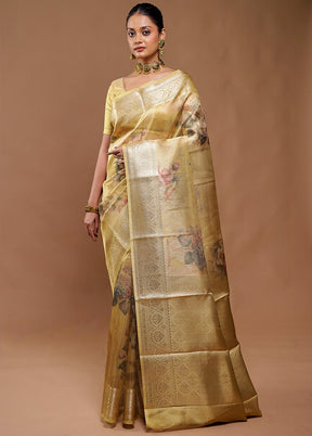 Golden Tissue Silk Saree With Blouse Piece