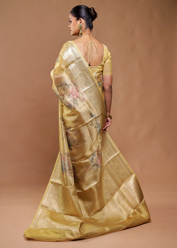 Golden Tissue Silk Saree With Blouse Piece