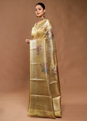 Golden Tissue Silk Saree With Blouse Piece