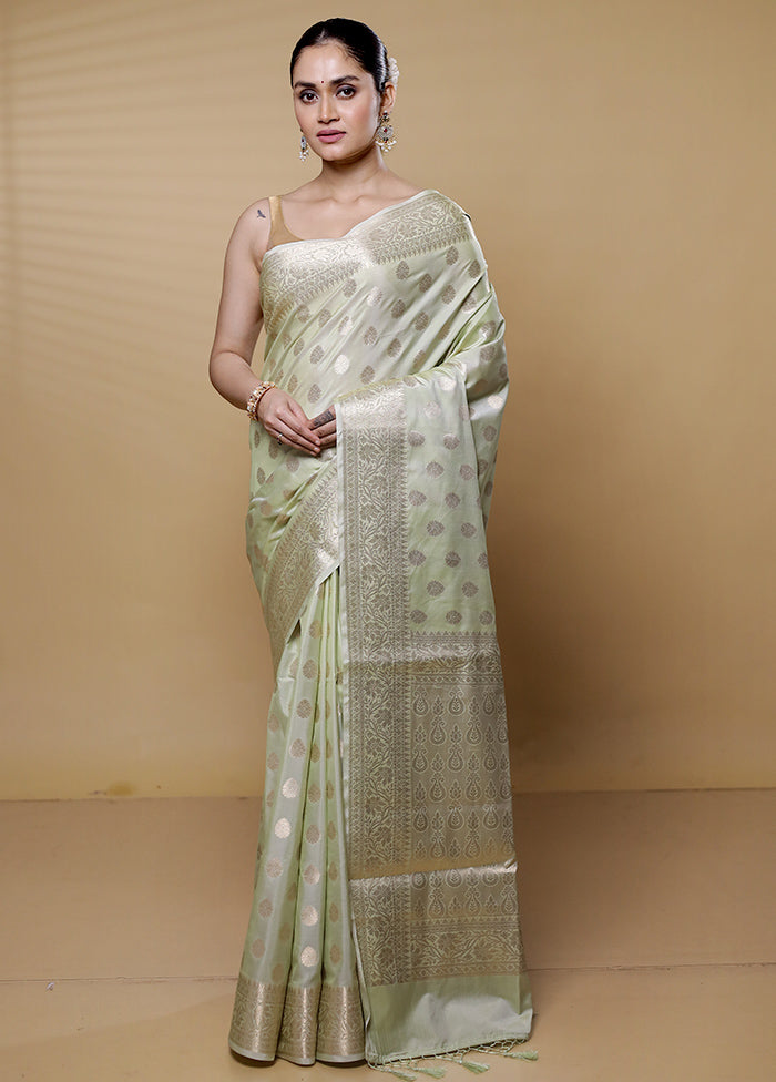 Green Dupion Silk Saree With Blouse Piece