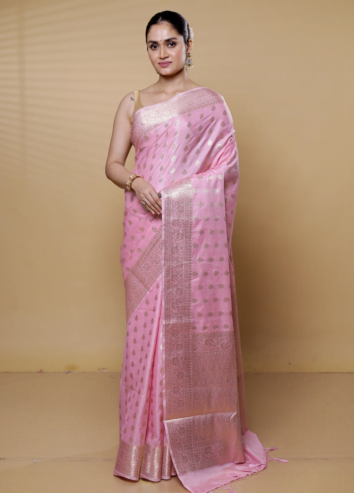 Pink Dupion Silk Saree With Blouse Piece