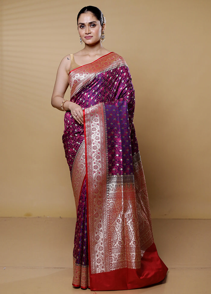 Purple Tanchoi Silk Saree With Blouse Piece