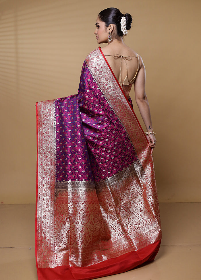 Purple Tanchoi Silk Saree With Blouse Piece