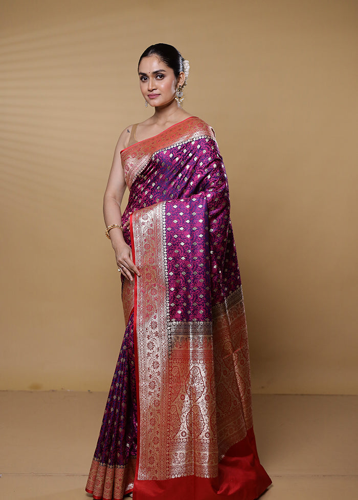 Purple Tanchoi Silk Saree With Blouse Piece