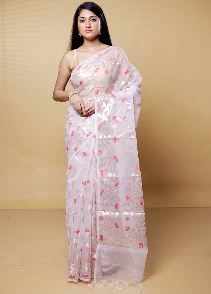 White Organza Saree With Blouse Piece