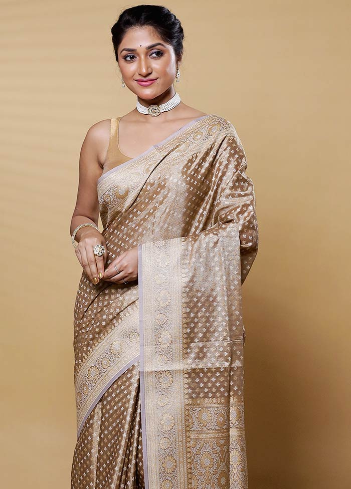 Cream Kora Silk Saree With Blouse Piece