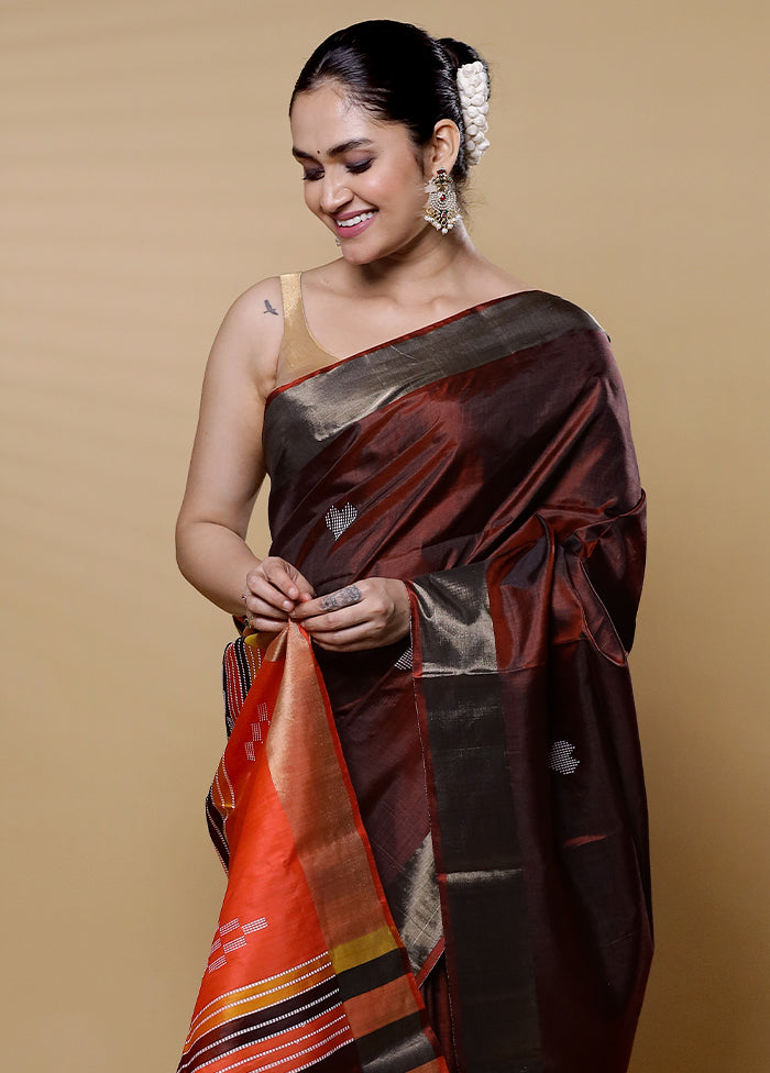 Maroon Kalakshetra Kanjivaram Silk Saree With Blouse Piece