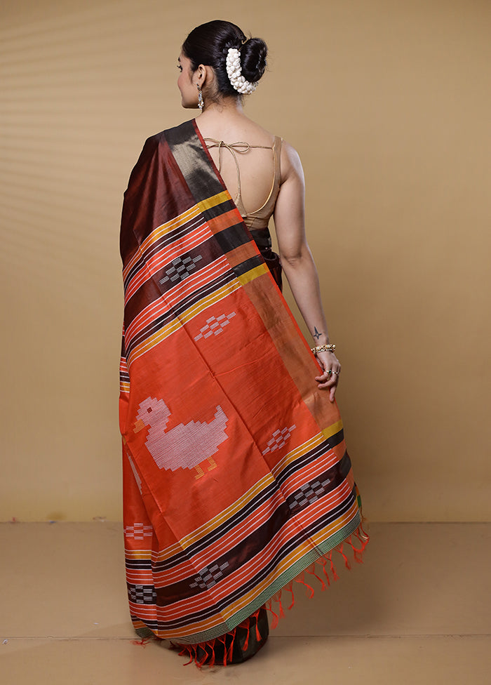 Maroon Kalakshetra Kanjivaram Silk Saree With Blouse Piece