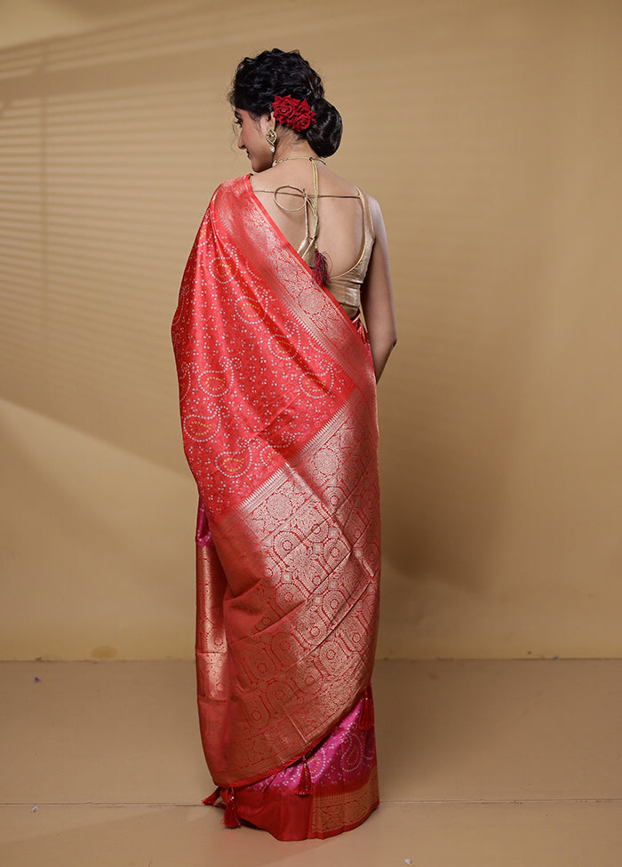 Pink Dupion Silk Saree With Blouse Piece