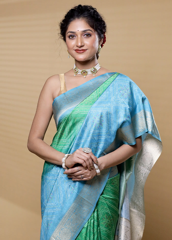 Blue Dupion Silk Saree With Blouse Piece