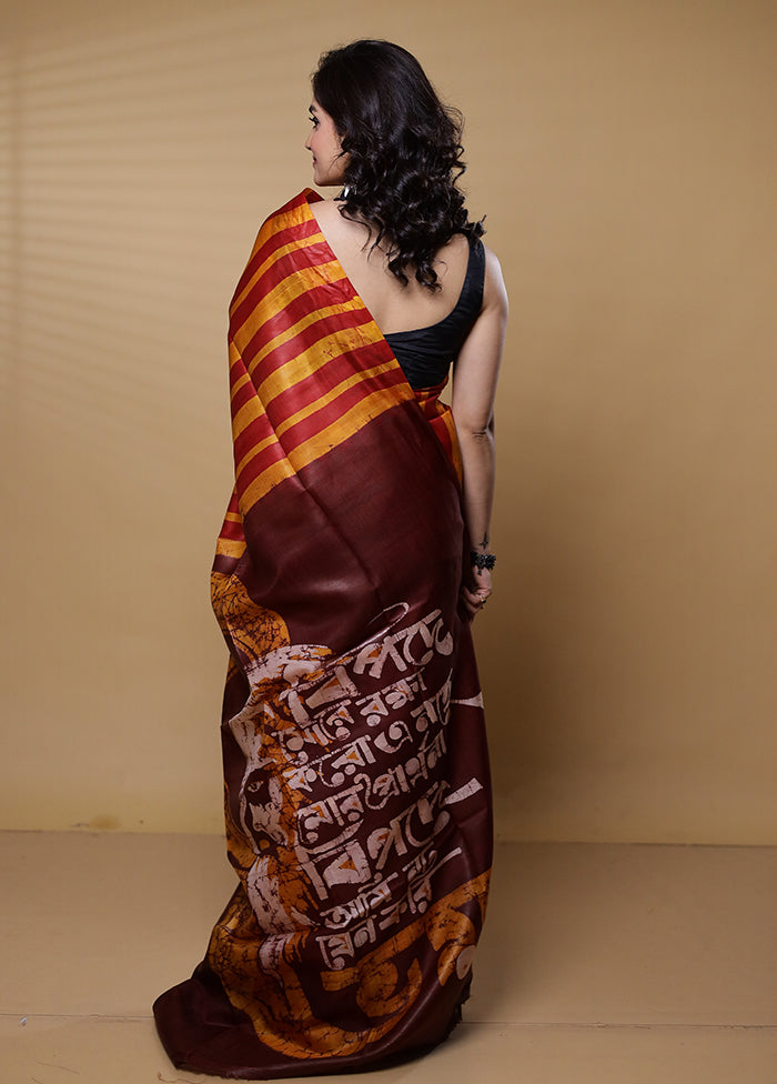 Yellow Printed Pure Silk Saree Without Blouse Piece