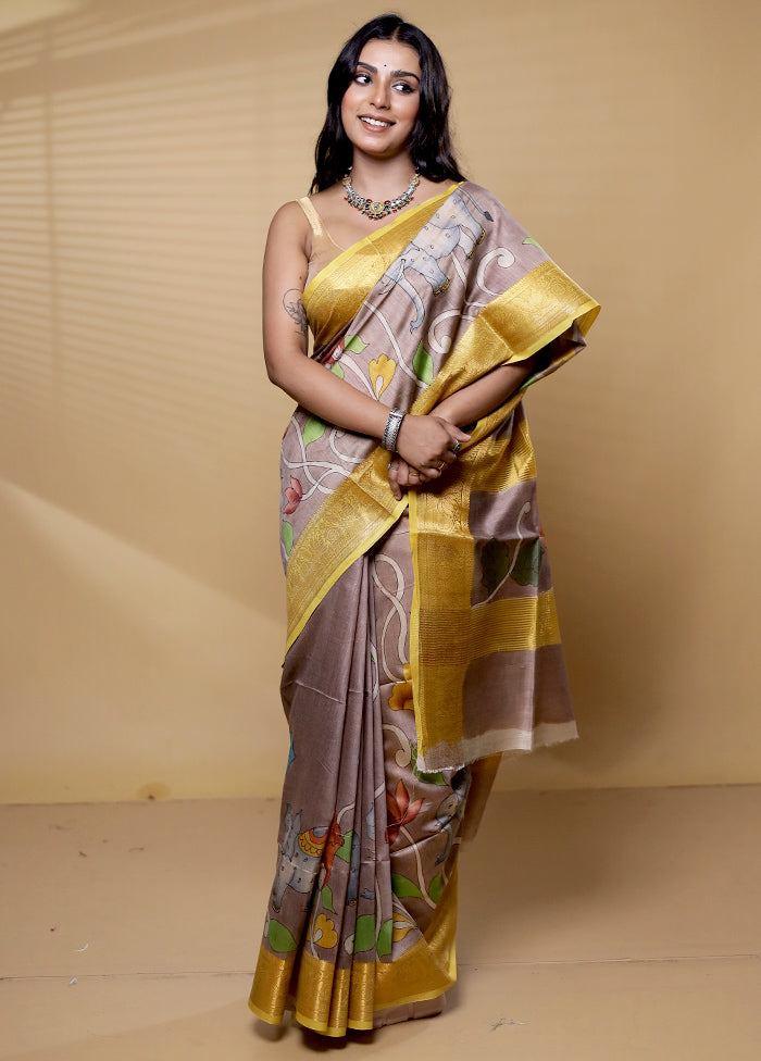 Multicolor Tussar Silk Saree With Blouse Piece