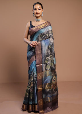 Multicolor Tussar Silk Saree With Blouse Piece