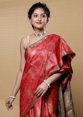 Pink Dupion Silk Saree With Blouse Piece